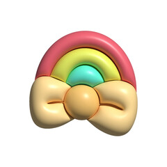 Rainbow Cute cartoon 3D,cute bow 3d, cute things,3D,3d rendered illustration of rainbow 