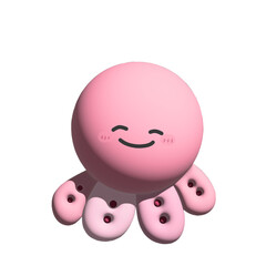 Octopus Cute cartoon 3D,cute animal 3d,3d rendered illustration of Octopus