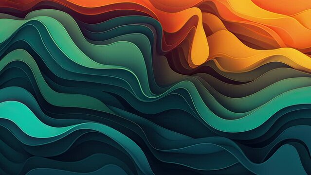 Abstract wavy background video, creative psychic wave motion background, multi layered texture with wide strips overlapping each other and flowing