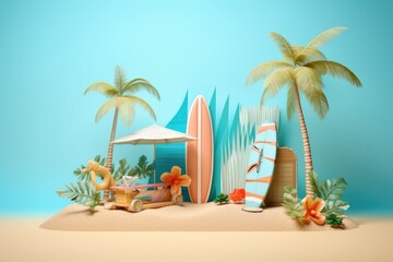 Summer beach vacation theme podium with summer season,ai generative