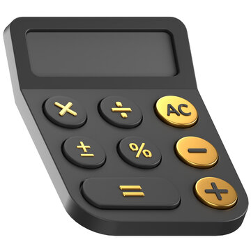 3d render of a black and gold calculator