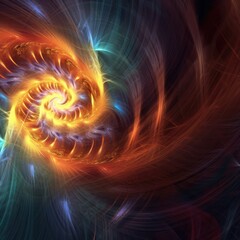 Abstract spiral pattern in yellow and blue background, created using generative ai technology