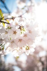 Obraz premium Close up of cherry blossoms, created using generative ai technology