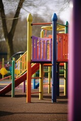 Fototapeta na wymiar Colourful children's playground in park, created using generative ai technology