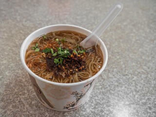 Delicious meat soup vermicelli, an Asian snack.