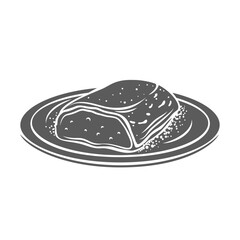 Kazandibi, Turkish dessert glyph icon vector illustration. Stamp of kazan dibi milk pudding with caramel on plate, arabic healthy traditional homemade cake and Kazandibi meal for holiday in Turkey