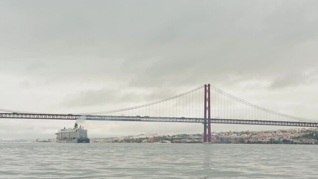 PORTUGAL, LISBON 10-10-2022: cruise ship sails fro