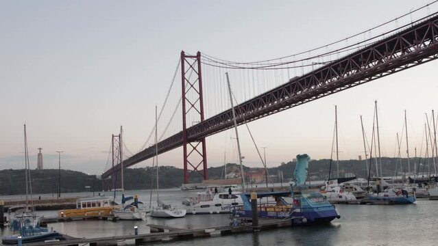 Lisbon, Portugal - 10-11-2022: boats in lisbon por