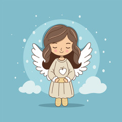 Vector graphics girl angel angel cute angel gentle color palette pastel colors