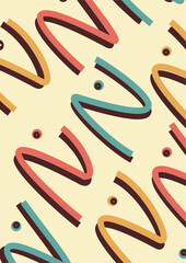 Colorful, bright  retro silhouette. Abstract pattern with zigzags, figure, dot. trendy, modern print with a minimalist style. A4 size poster for print, background, banner, postcard. vector art