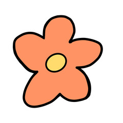 Flower cute and cartoon illustration.Cartoon nature painting element.