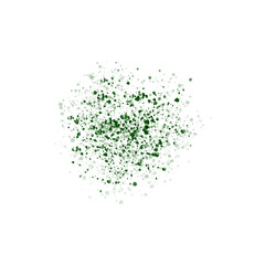 Green abstract watercolor stain with splashes 