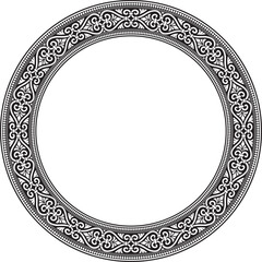 Vector black monochrome round ornament ring of ancient Greece. Classic pattern frame border Roman Empire..