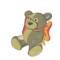 Cute bear isolated on white background. Greeting sweet postcard.Vector illustration. Hand drawn