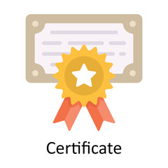 Certificate Vector  Flat Icon Design illustration. Education and learning Symbol on White background EPS 10 File