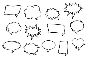 Set of conversation frames in line style. Speak. Comic bubble speak. White background. isolated. Vector stock illustration.