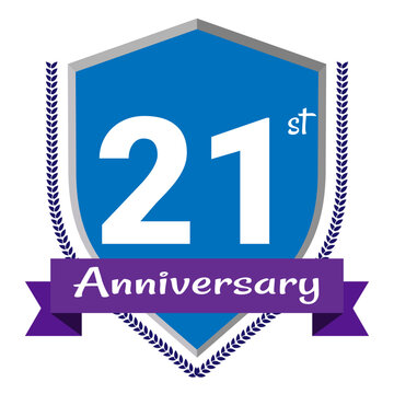 21st Anniversary. Anniversary sign collection isolated on white background. Vector Illustration EPS 10 File.
