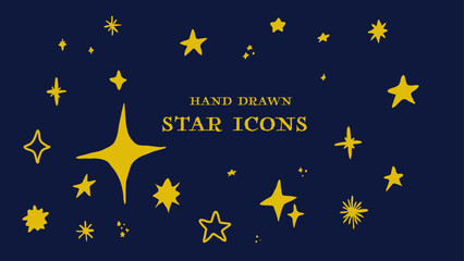 Vector hand drawn star icons