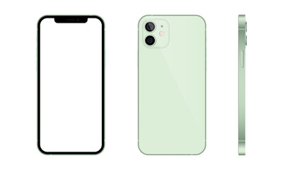 Green vector movbile phone in different perspectives