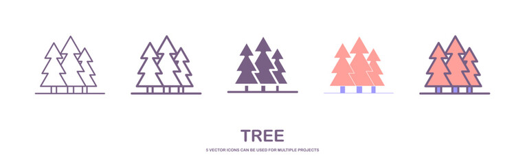 Collection of trees illustrations. Can be used to illustrate any nature or healthy lifestyle topic. set of tree icons.