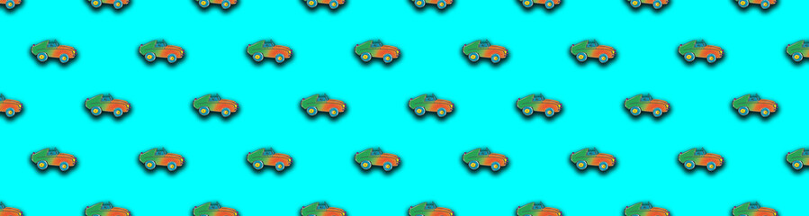 Seamless pattern with the image of a painted car. A template for superimposing something on top of something. Square image. Banner for insertion into site.