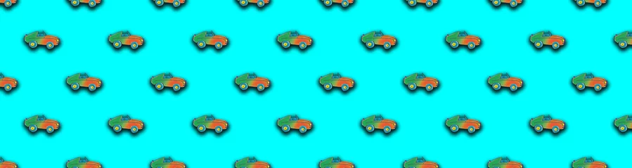 Küchenrückwand Plexiglas Autorennen Seamless pattern with the image of a painted car. A template for superimposing something on top of something. Square image. Banner for insertion into site.