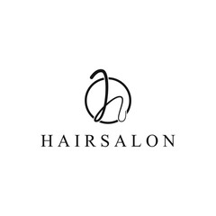 Logo Design Simple Hair Salon With Circle and Initial Letter H Hair Logo