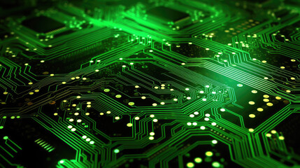 Obraz premium Green high tech circuit board