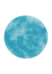 Blue watercolor circle painting on transparent background