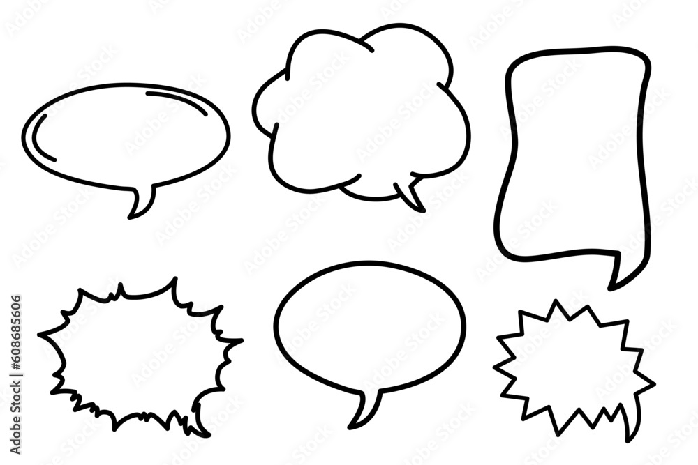 Poster set of conversation frames in line style. speak. white background. isolated. vector stock illustrati