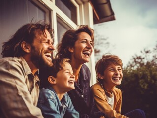 Fototapeta premium happy smiling family, generative ai