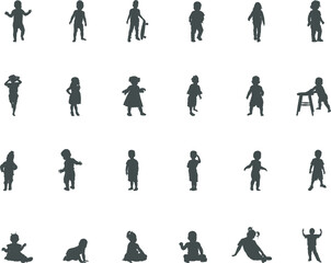 Toddler silhouette, Children silhouettes, Kids silhouette, Toddler SVG, Toddler vector set, Baby SVG, Children clipart.