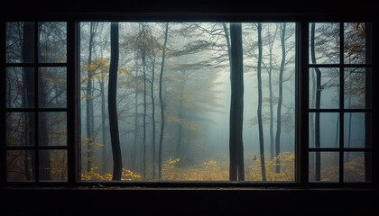 Spooky October day, mystery in the forest, tranquil beauty outdoors generated by AI