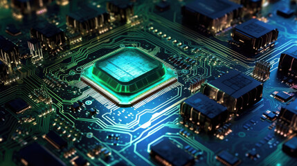 Obraz premium Green high tech circuit board