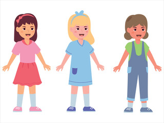 Fun and lively cartoon character set bundle of a girl with a positive attitude, perfect for posters or flyers