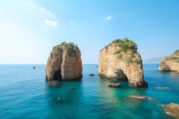 Fototapeta premium Beirut Rouche Travel Destination, generative ai