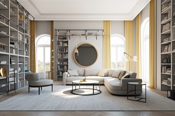 Luxurious Elegant Living Room Decor. Generative AI