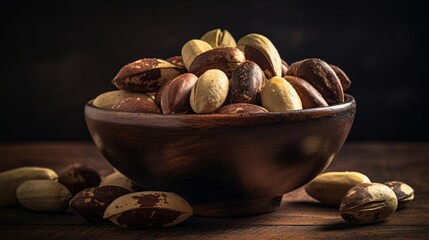 Brazil nuts in a bowl. Generative AI
