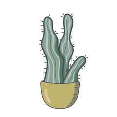 Cute bright cactus on a white background. Beautiful design. For flower and plant shop, garden, seeds, children's illustration. Cute cactus. Vector illustration.