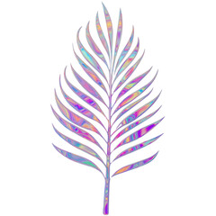 Holographic Chrome Palm Leaves Tropical