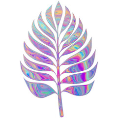 Holographic Chrome Palm Leaves Tropical