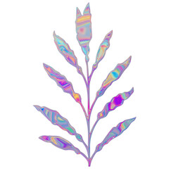 Holographic Chrome Palm Leaves Tropical