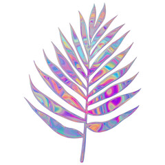 Holographic Chrome Palm Leaves Tropical