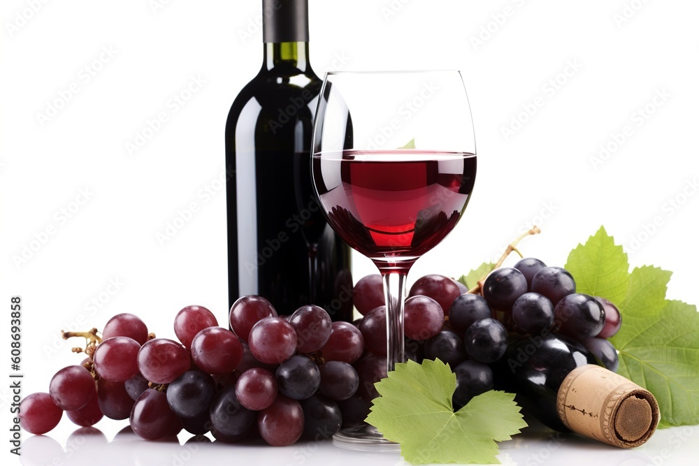 Aufkleber wine menu. wine bottle with menu isolated on white background. generated by ai.