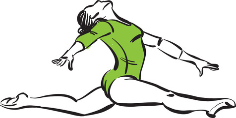 Gymnastics WOMAN 2 sports profession work doodle design drawing vector illustration