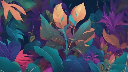 Colorful Plants illustration, Vector Art Style. generative ai