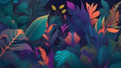 Colorful Plants illustration, Vector Art Style. generative ai