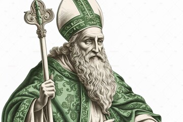 Obraz premium drawing of saint Patrick isolated on white background. Generated by AI