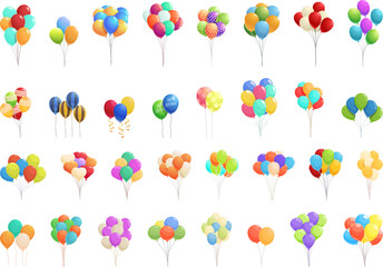 Birthday balloons icons set cartoon vector. Party gift. Event happy © nsit0108