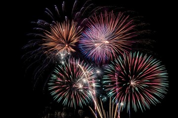 Firework Display Lighting Up the Night Sky in a Spectacular Celebration of Colors and Explosive Illumination